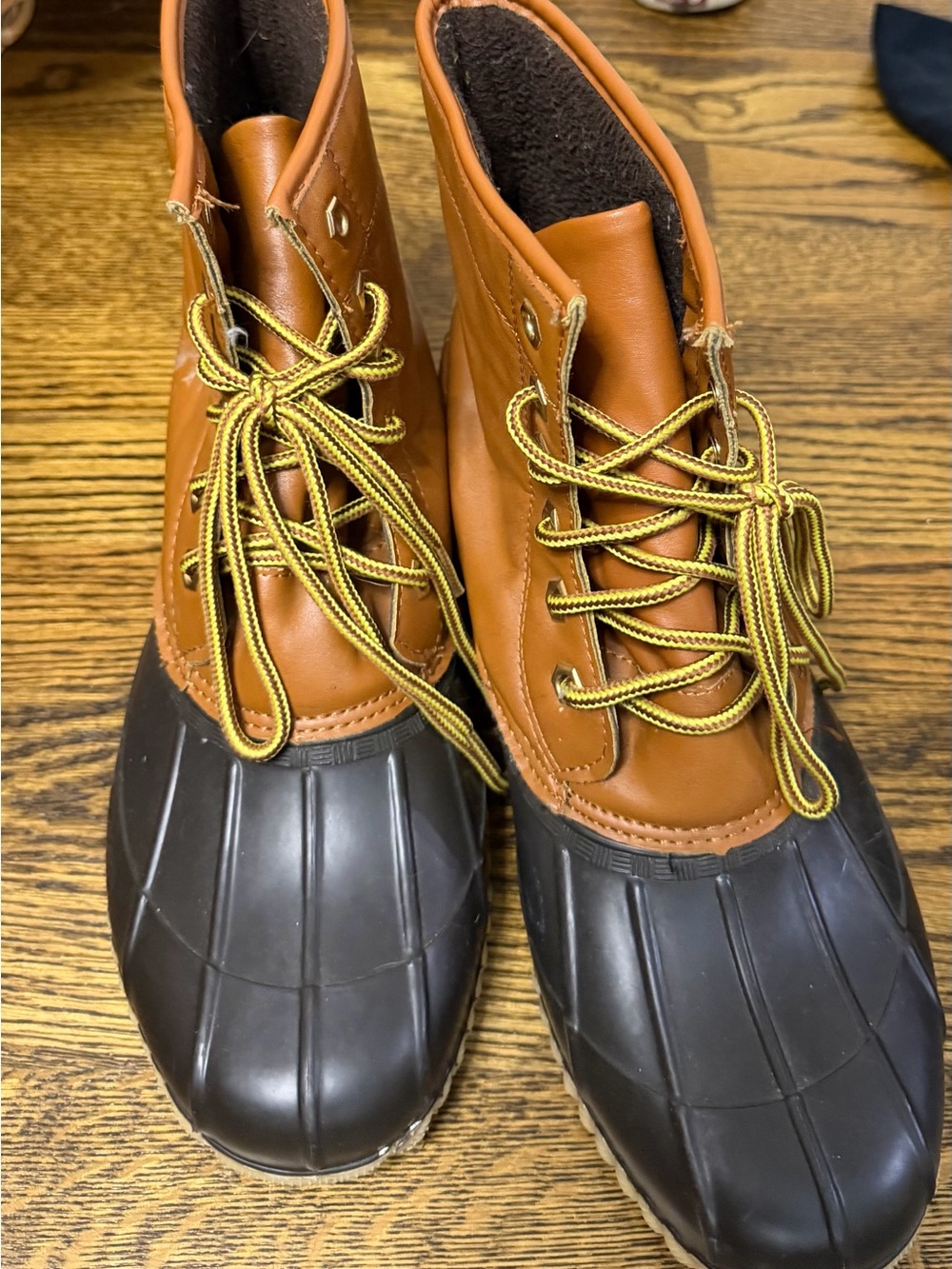 Men's Brown Duck Boots with Black Rubber Toe size 11